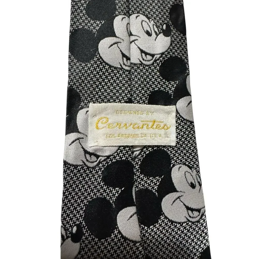 Disney Cervantes Mickey Mouse Vintage Cartoon Necktie Polyester Silk Blend